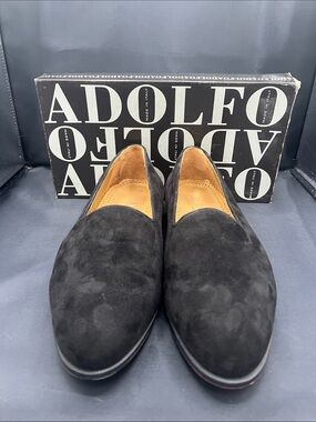 Adolfo Black Suede Slip-On Loafers - Classic Men’s Dress Shoes